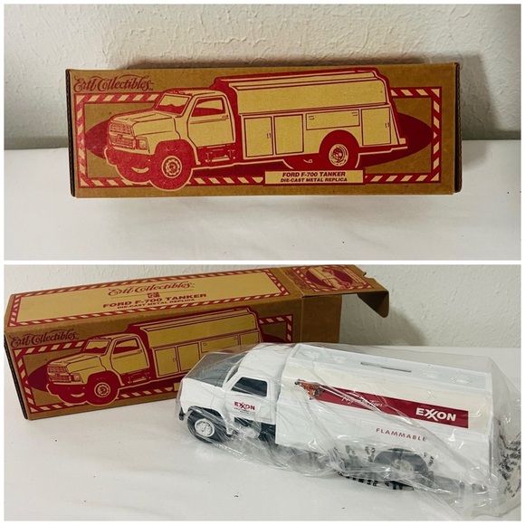ERTL COMPANY EXXON ESSO Humble FORD F700 TANKER TRUCK DIECAST COIN BANK VINTAGE - Picture 1 of 7
